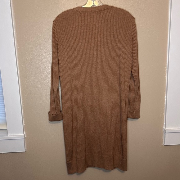 Stylus Lightweight Ribbed Brown Long Cardigan Medium - Picture 7 of 7